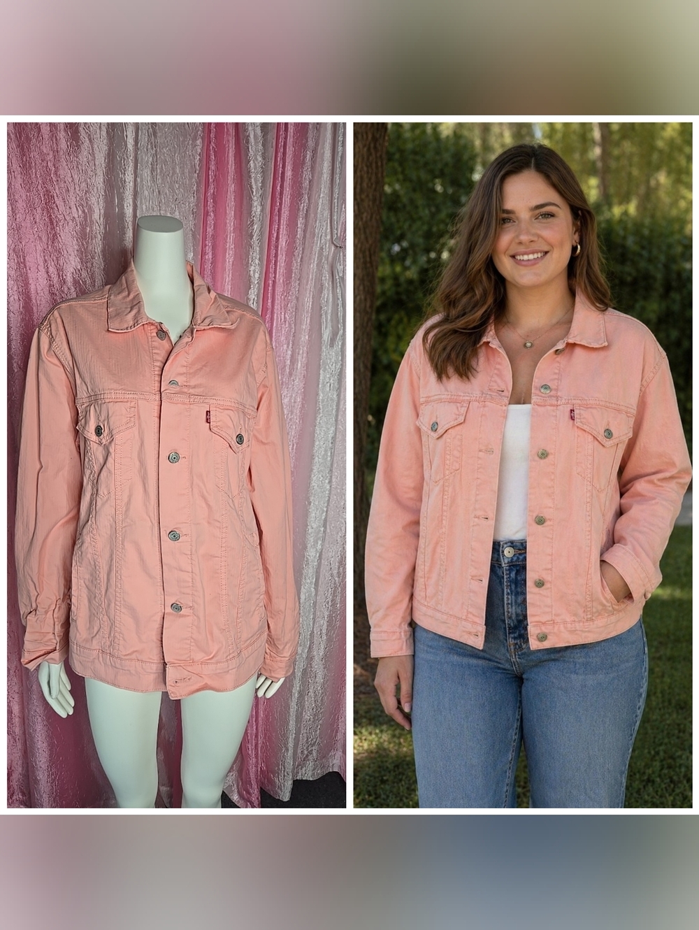 Levi's Peach Trucker Vintage Fit Lightweight Jean Jacket Size Large
